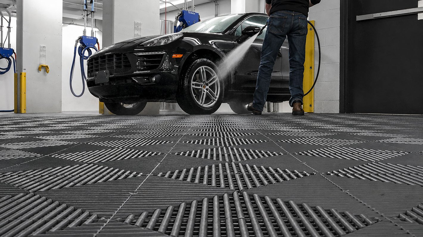 Interlocking garage floor tiles