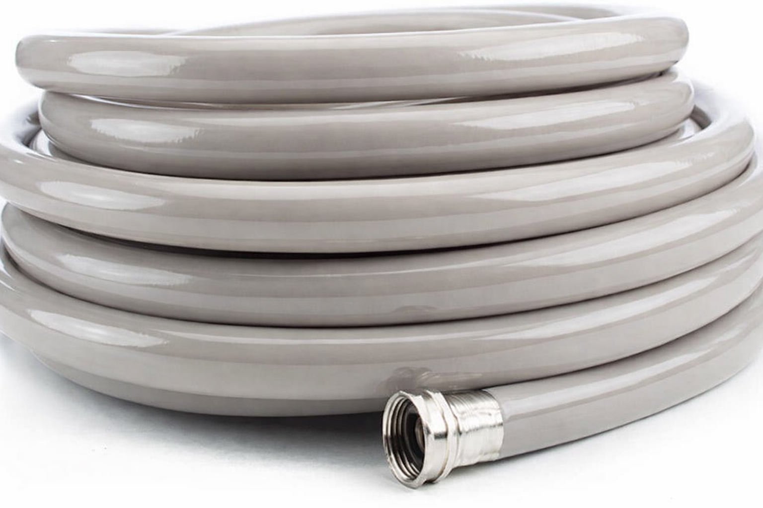 Inexpensive garden hoses leak and never last very long, so upgrade to a heavy-duty polyurethane garden hose.