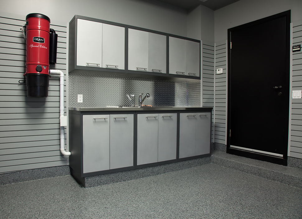 cheap garage cabinets, clean garage with silver cabinets