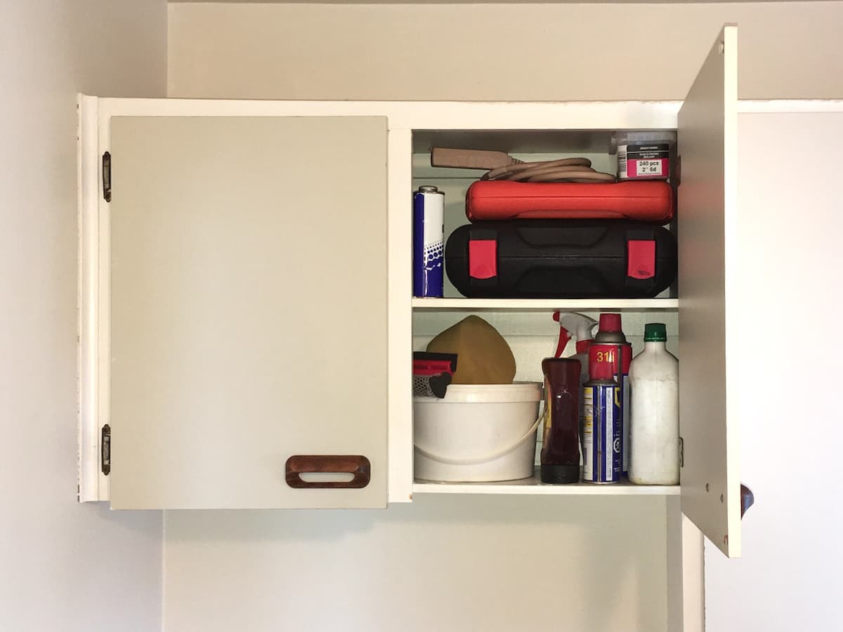 open cheap garage cabinets repurposed from kitchen