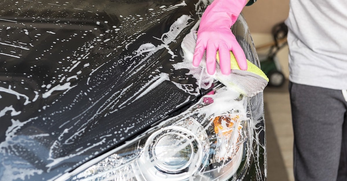 car care tips, person washing car