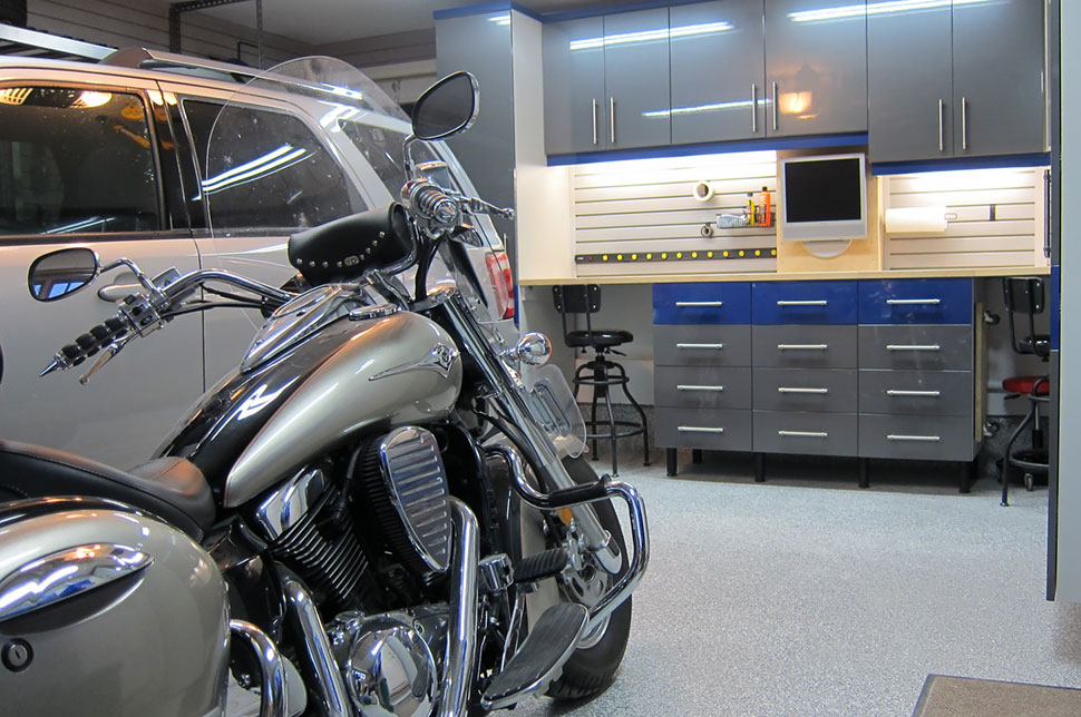 Motorcycle and cabinets