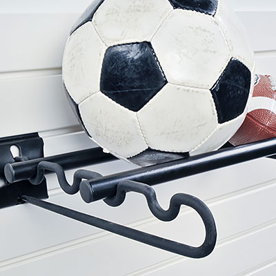 sports equipment storage soccer ball in ball rack