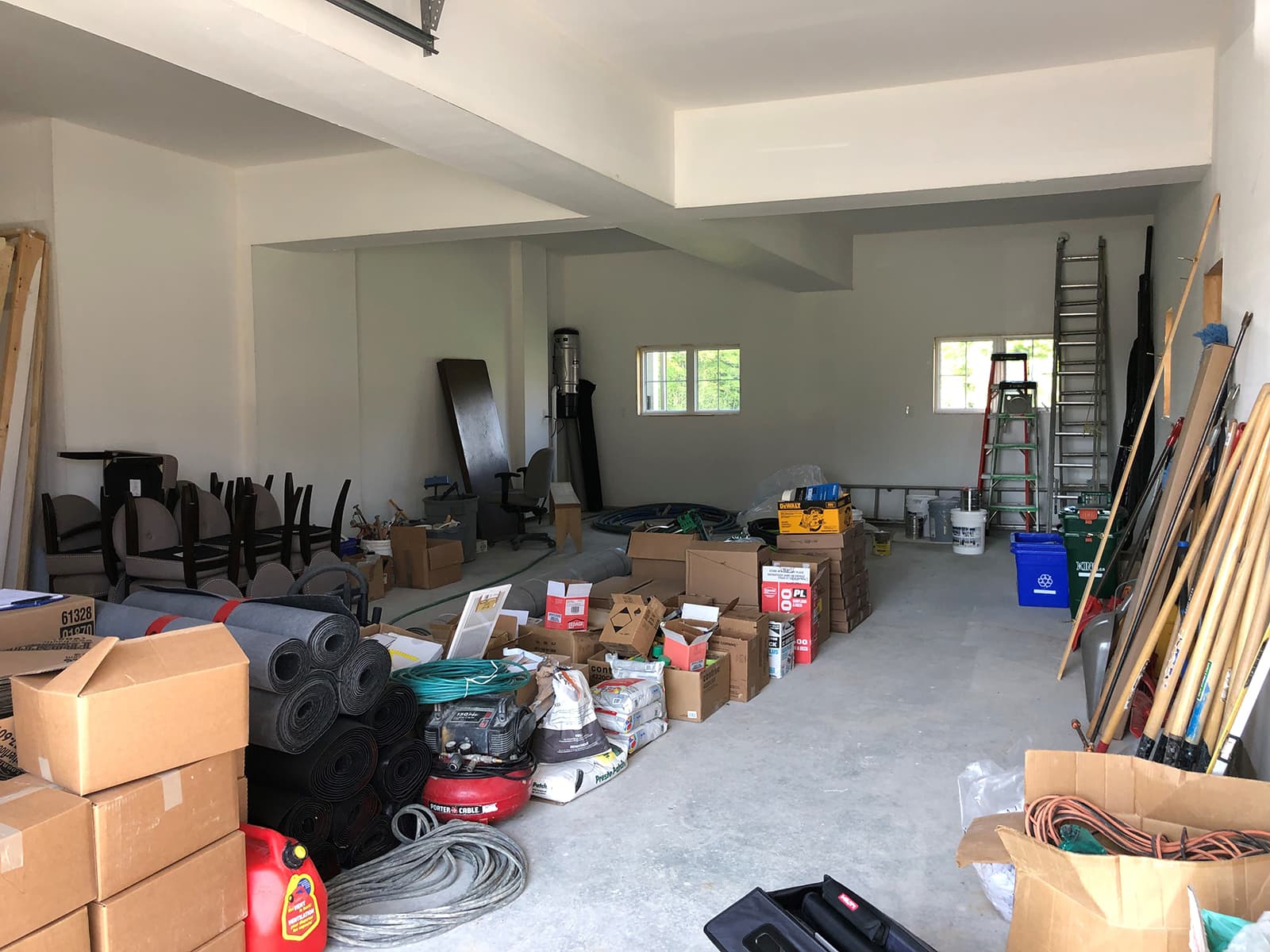 messy unfinished garage