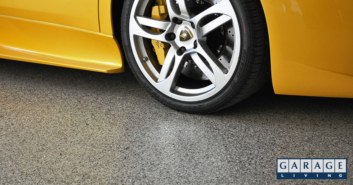 best garage floor coating, yellow car parked on floor