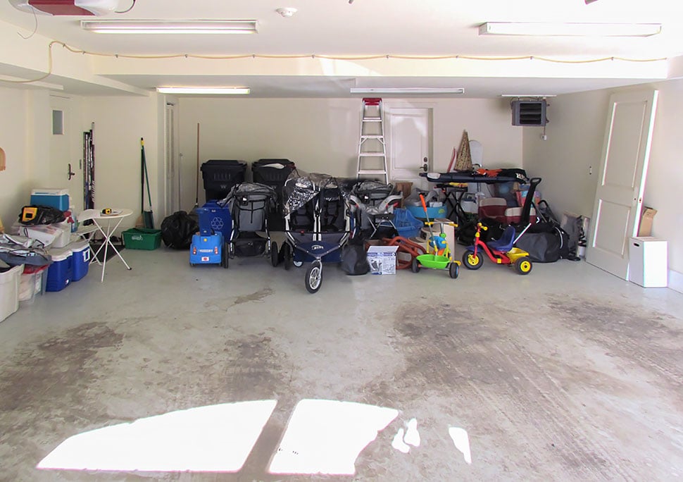 clutter on garage floor