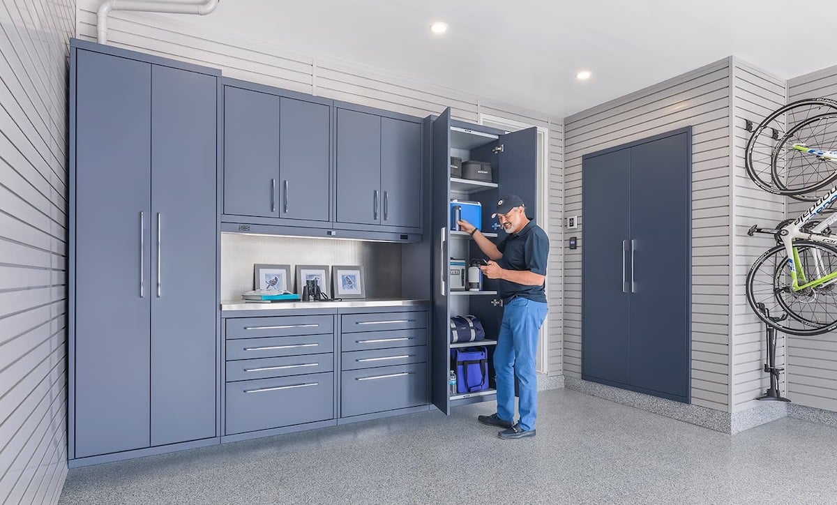 Garage Storage, Garage Cabinets, Overhead Storage Racks, and Flooring