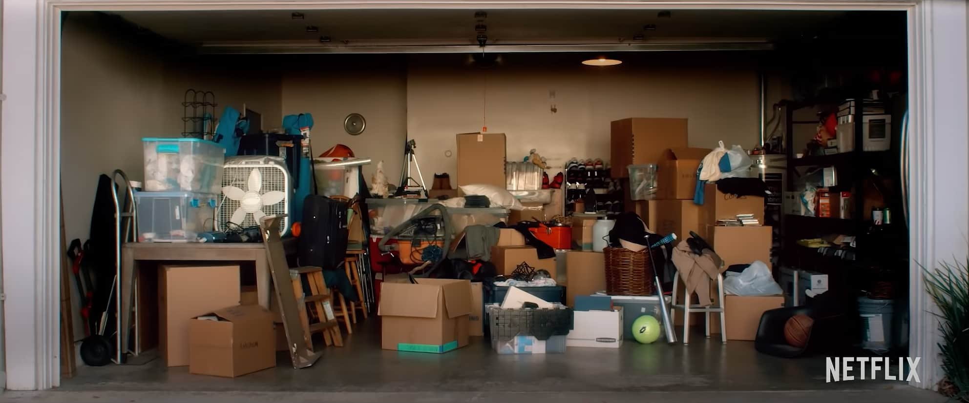 cluttered garage