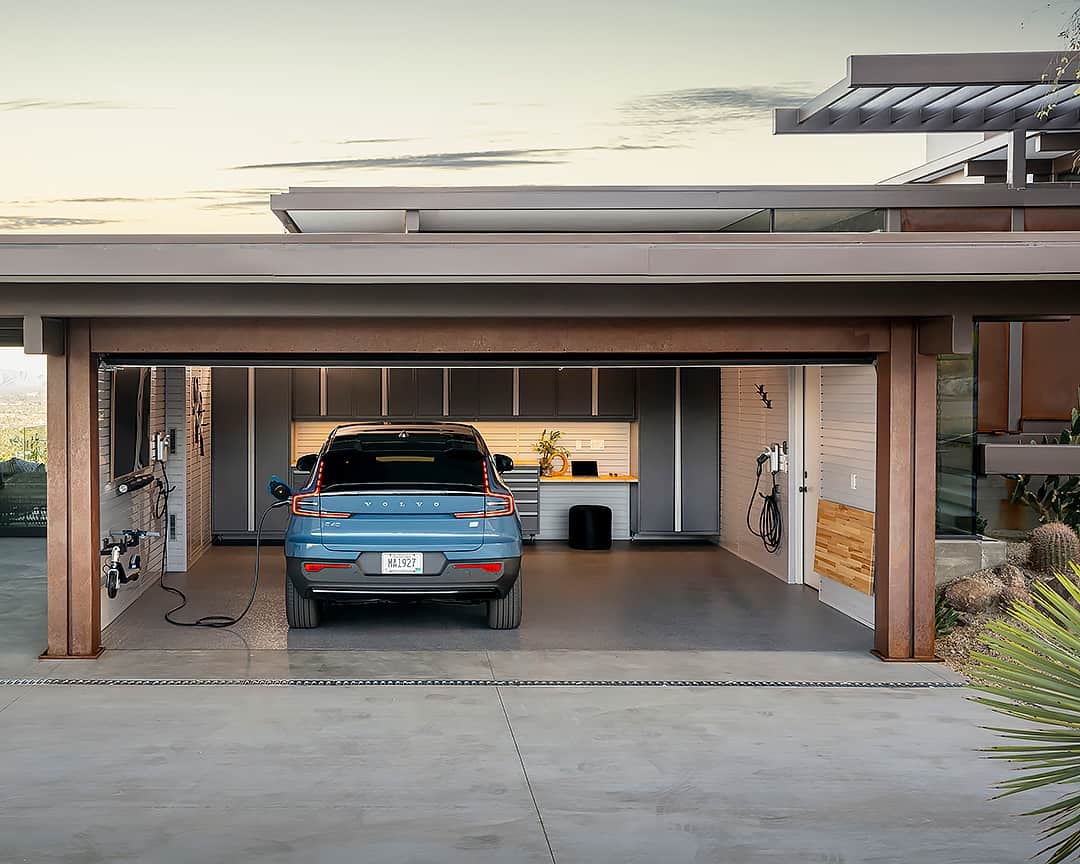 Volvo hybrid electric vehicle in Garage Living garage