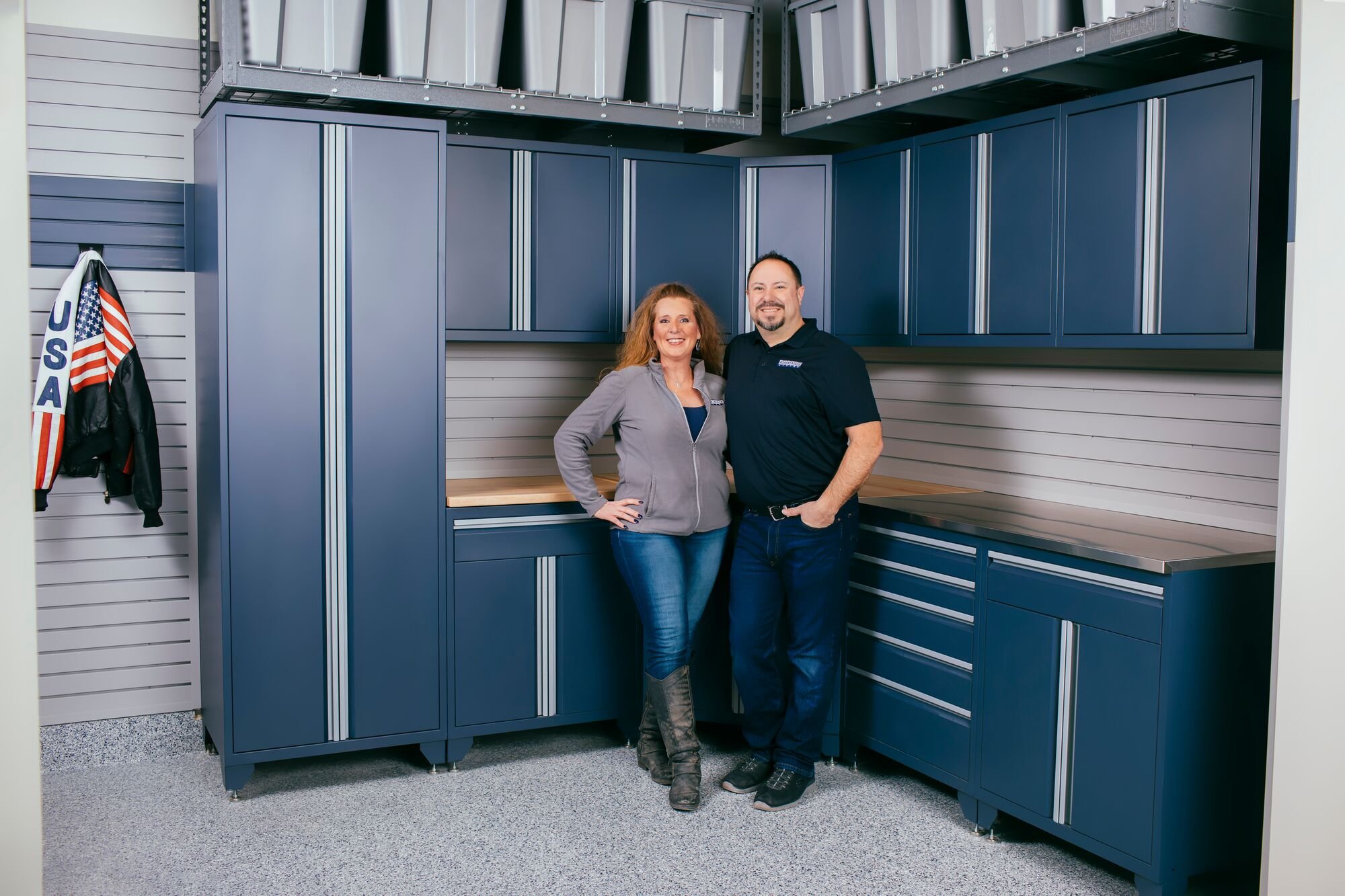 Theresa and Chad Nelson - Garage Living Omaha - Showroom - Garage cabinetry and garage remodeling