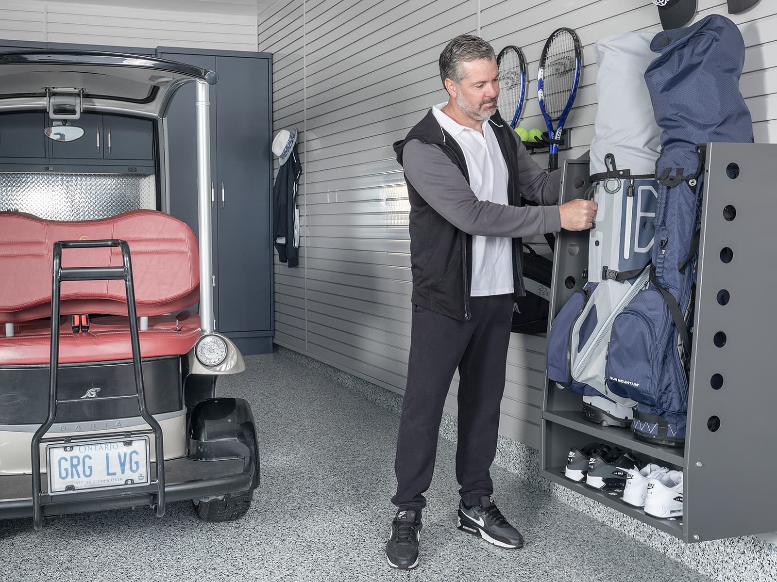 Slatwall Storage Ideas - Sport equipment - Garage Living