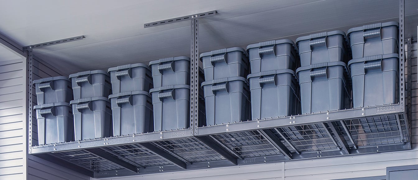 heavy duty storage solution - overhead storage - Garage Living