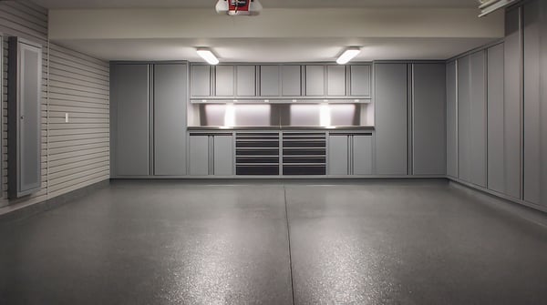 Custom Steel Cabinetry System - Garage Living Makeover