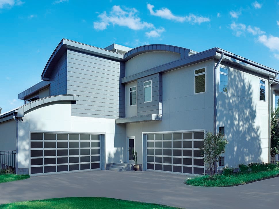 Full view aluminum garage doors - Garage Living