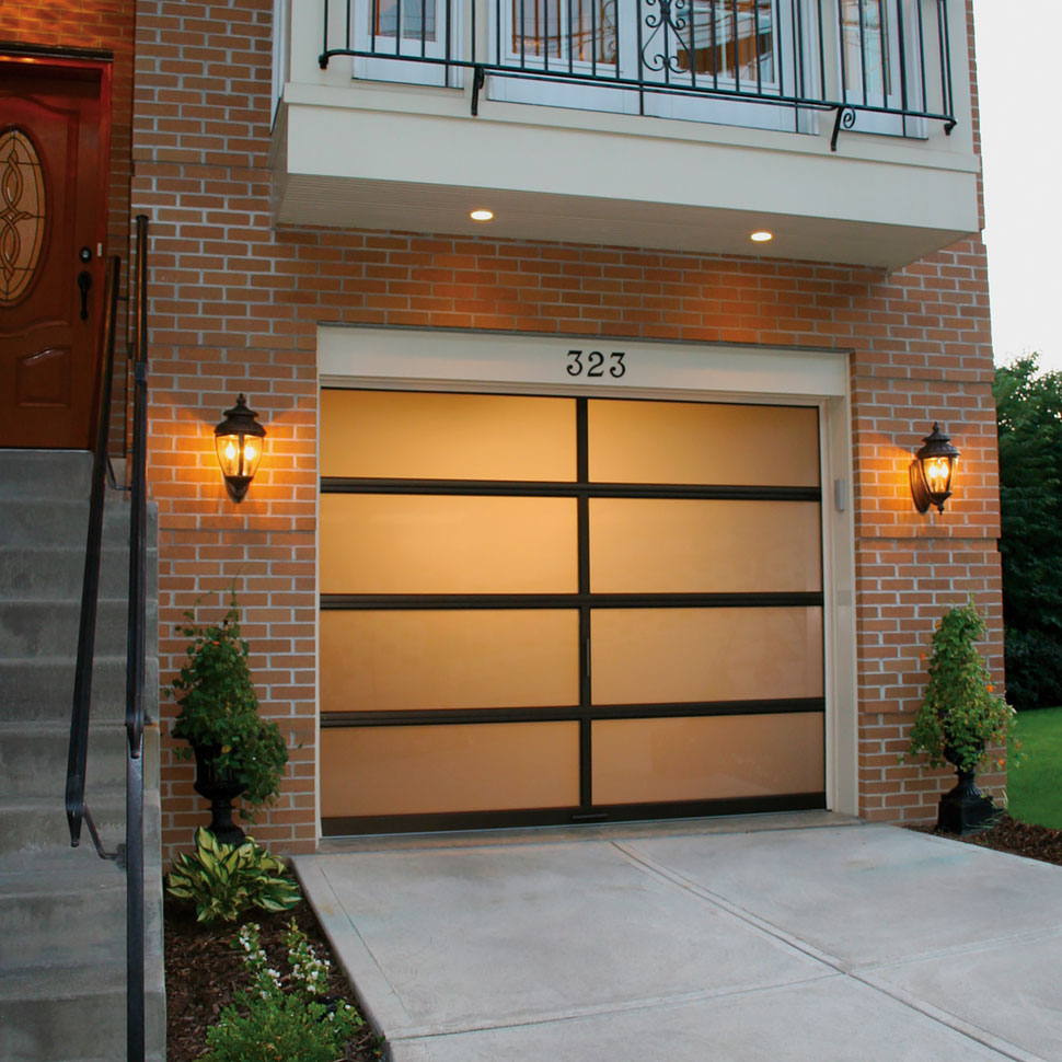 Full view aluminum garage doors - Garage Living