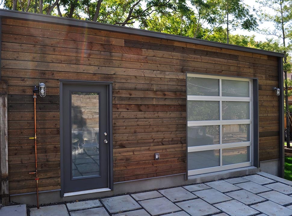 Full view aluminum glass garage doors - Garage Living