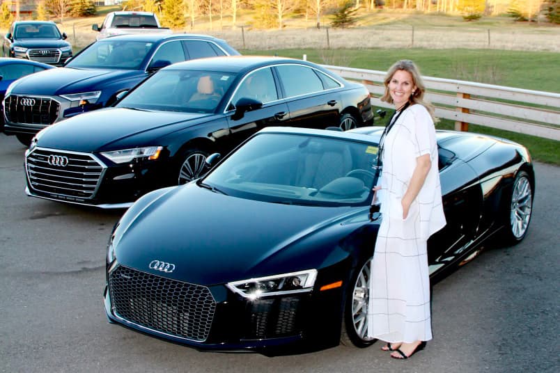 Charmaine Reiber admiring some of the vehicles provided by Audi Royal Oak for the evening.