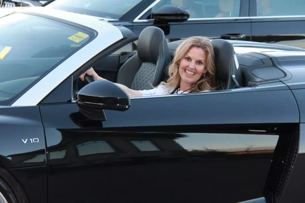 Charmaine in the new Audi R8.