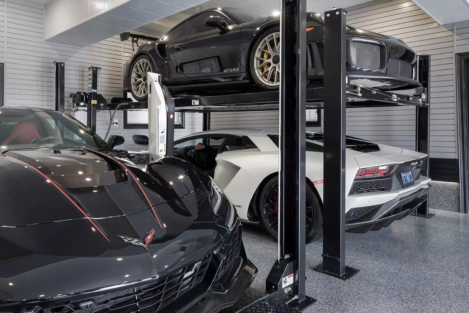 Double car lift garage by Garage Living