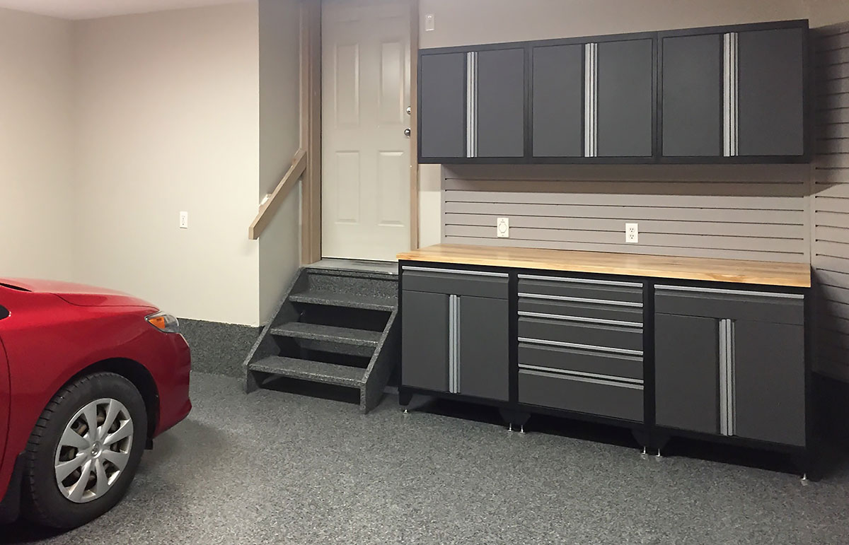 Garage flooring and cabinetry project - Garage Living Calgary