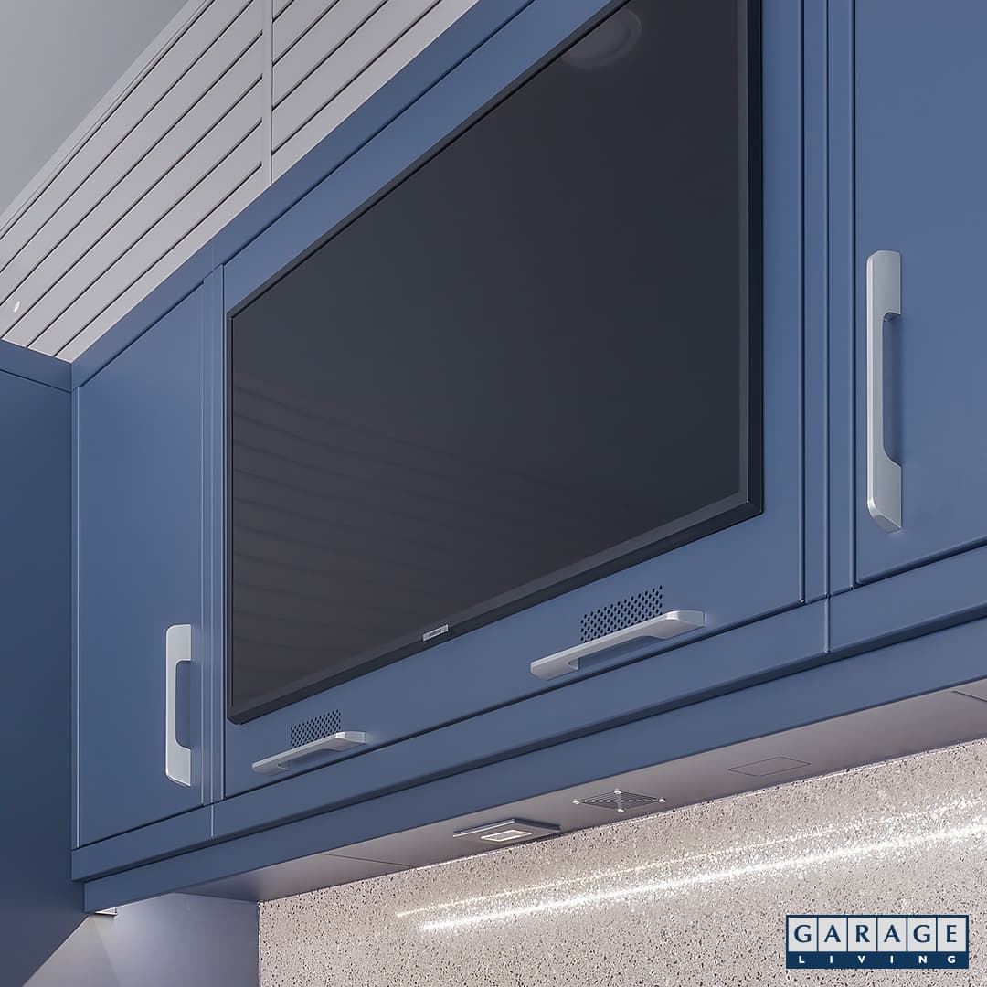 Garage Living TV in swing up door