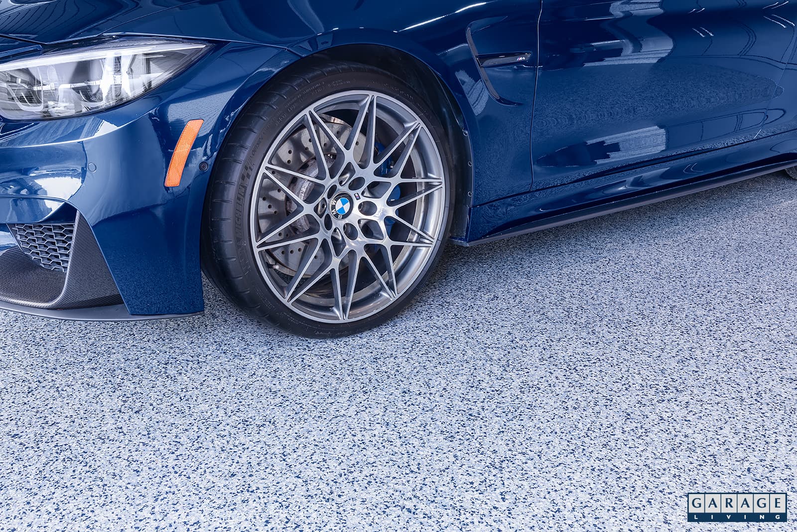 Harbor Blue Garage with floortex floor coating by Garage Living