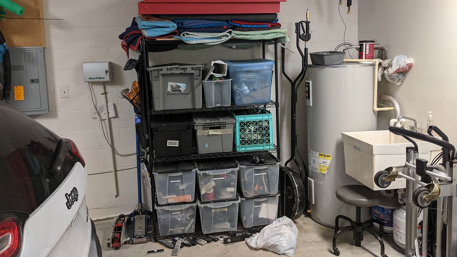 Cluttered garage