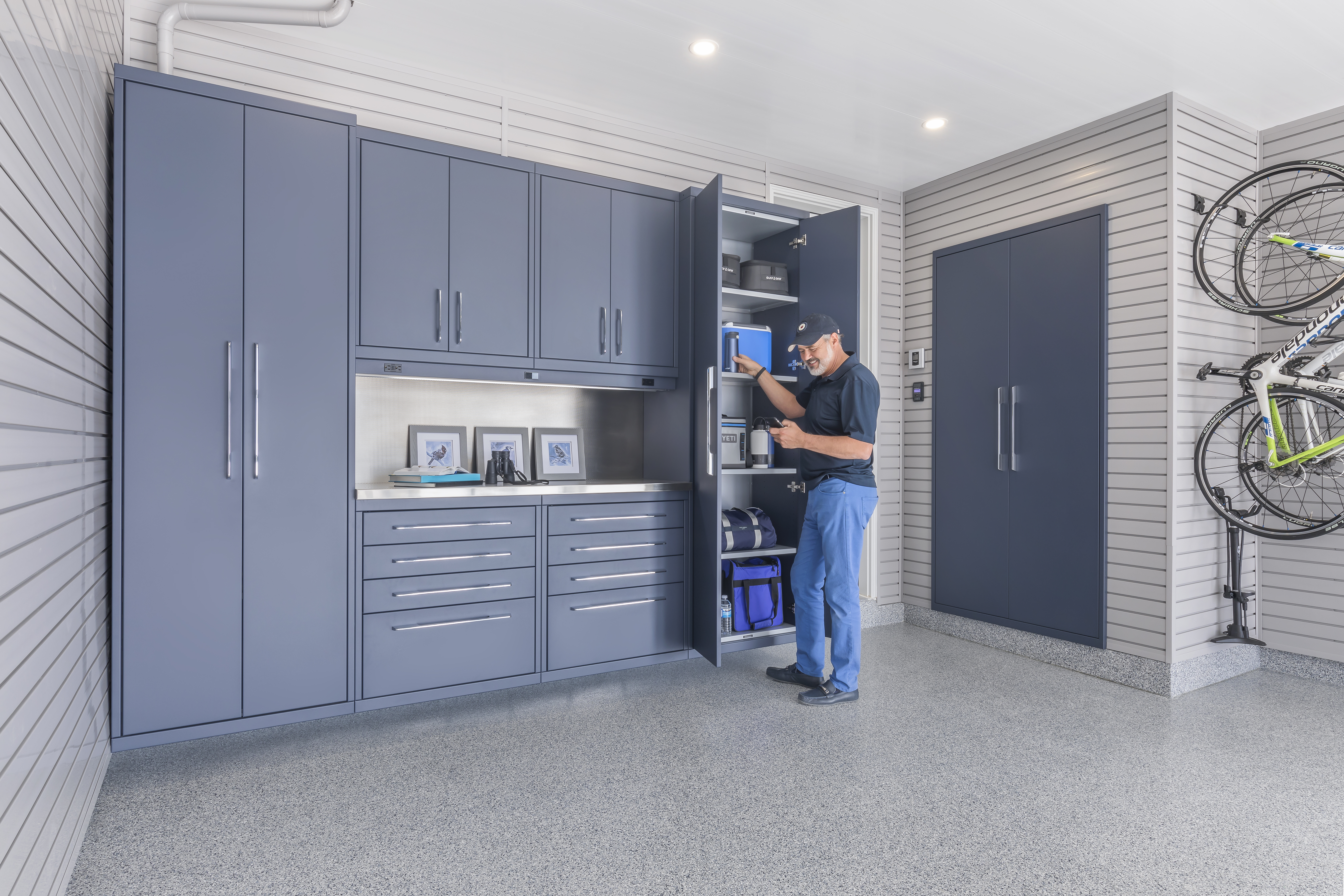 Another reason we loved working on this project was the synergy between Garage Living’s brand colors and this garage’s similar color scheme.